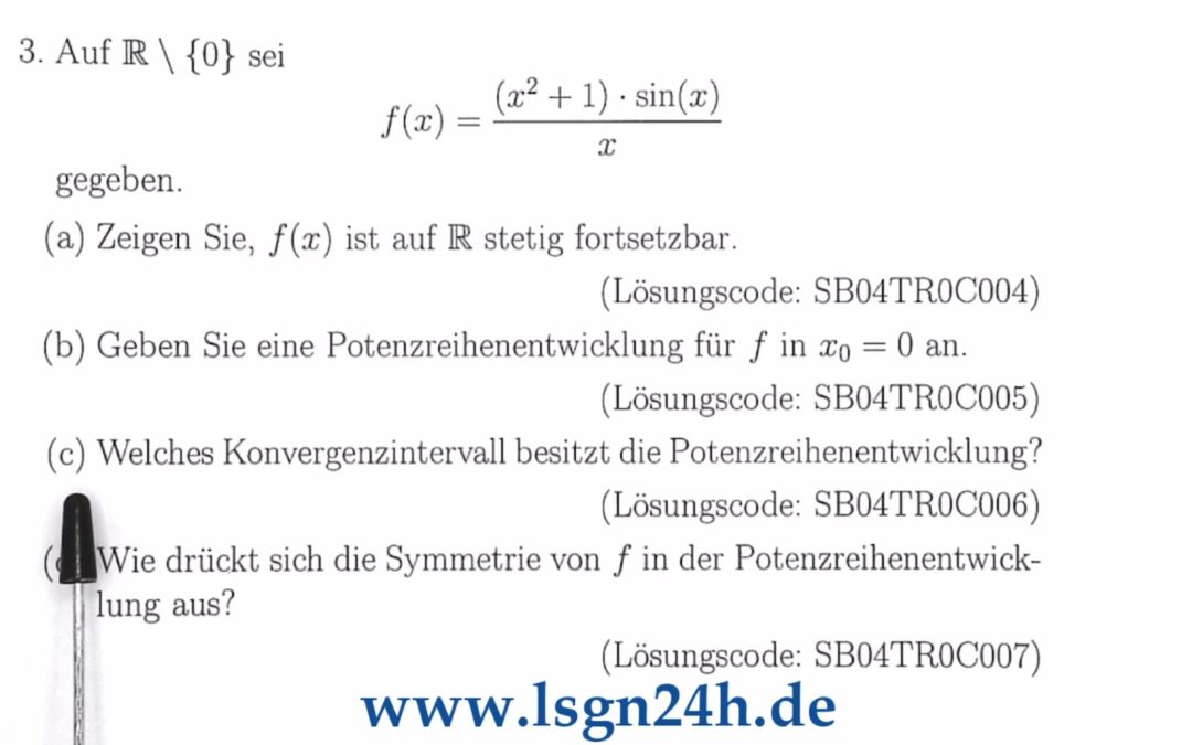 Welches Konvergenzintervall besitzt die Mac-Laurin-Reihe zu $f$?