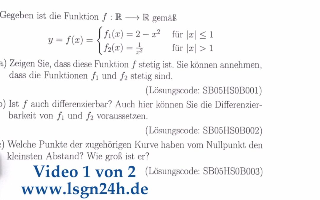 Wie nahe kommt die Kurve dem Ursprung? (1 von 2)