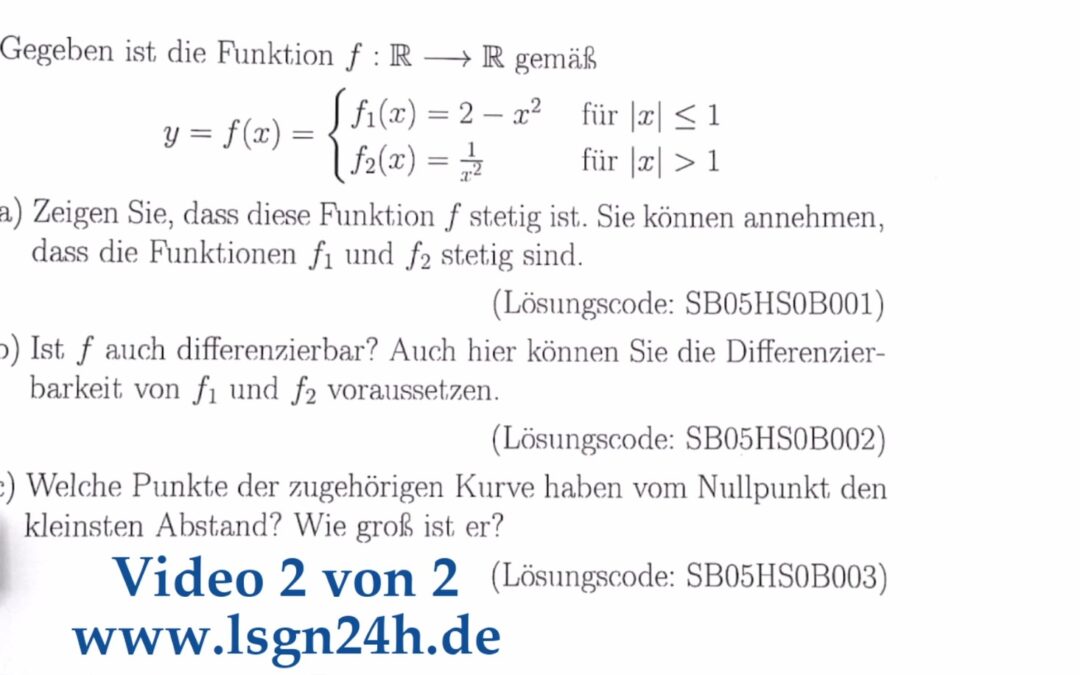 Wie nahe kommt die Kurve dem Ursprung? (2 von 2)