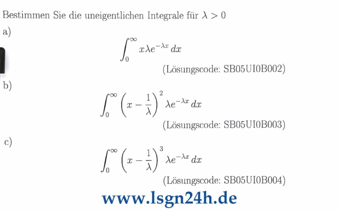 Welchen Wert besitzt dieses Integral mit Exponentialfunktion im Integranden? (1 von 3)