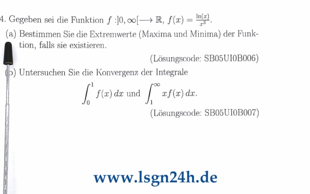 Welche Extrema besitzt $\frac{\ln(x)}{x^3}$?