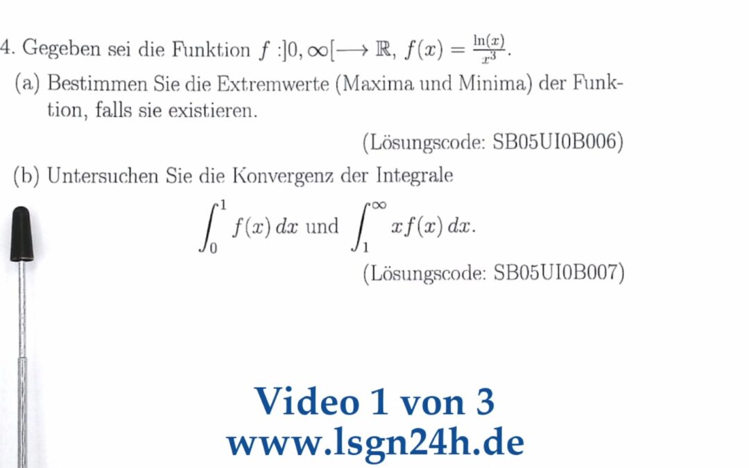 Konvergieren diese Integrale mit $\frac{\ln(x)}{x^3}$ im Integranden? (1 von 3)