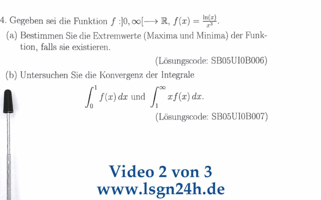 Konvergieren diese Integrale mit $\frac{\ln(x)}{x^3}$ im Integranden? (2 von 3)