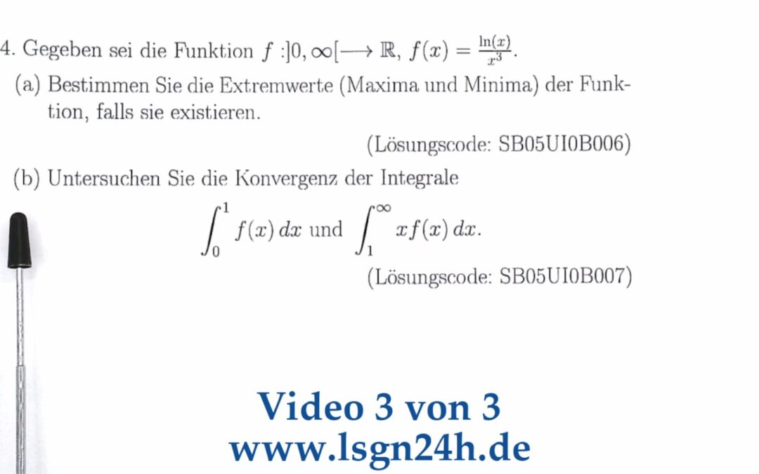 Konvergieren diese Integrale mit $\frac{\ln(x)}{x^3}$ im Integranden? (3 von 3)